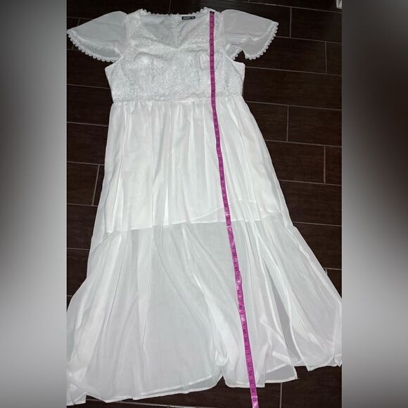 Shein curve white lace maxi dress w/front split sz 2XL - Picture 8 of 8